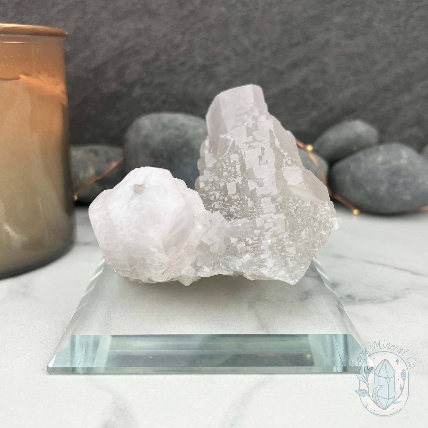 UV Reactive Pink Calcite Specimen with Display Base