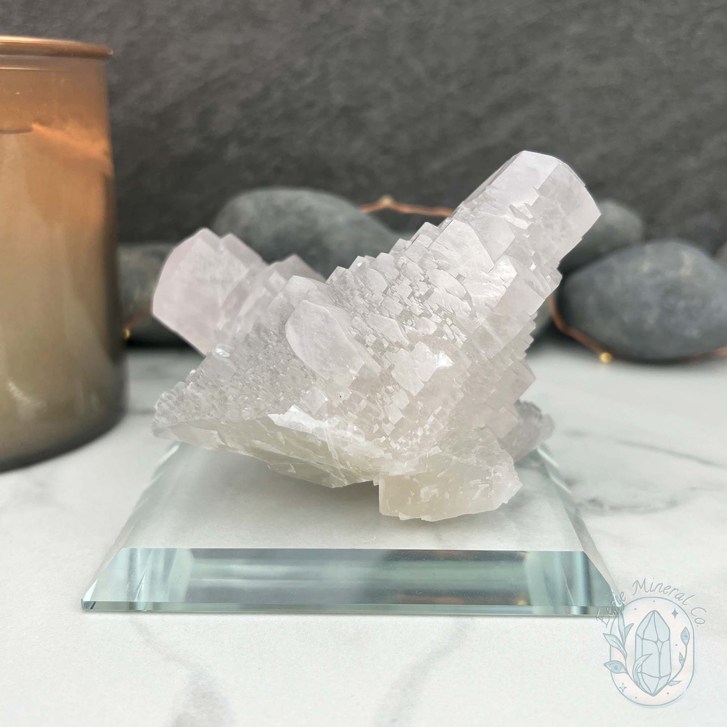 UV Reactive Pink Calcite Specimen with Display Base