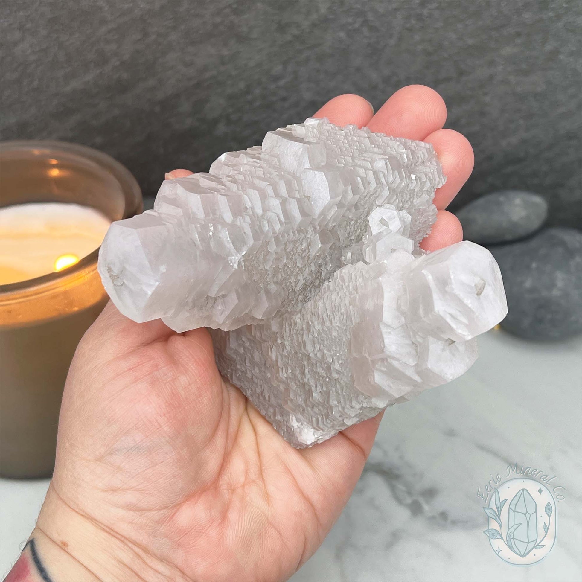 UV Reactive Pink Calcite Specimen with Display Base