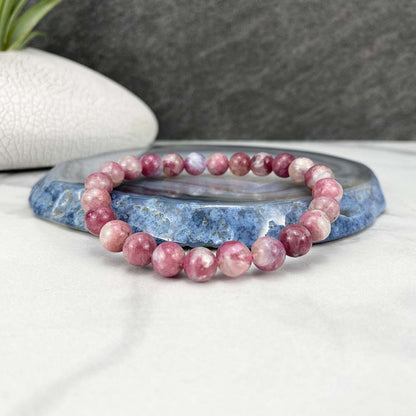 Polished Pink Tourmaline Stretch Bracelet