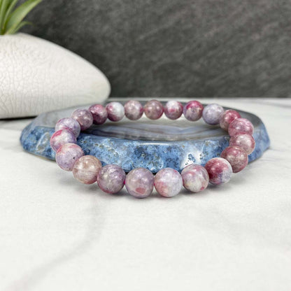 Polished Pink Tourmaline Stretch Bracelet