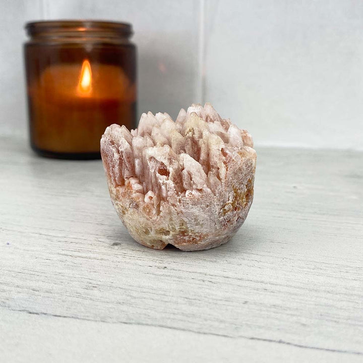 Pink Calcite Cluster Specimen Hedgehog Carving