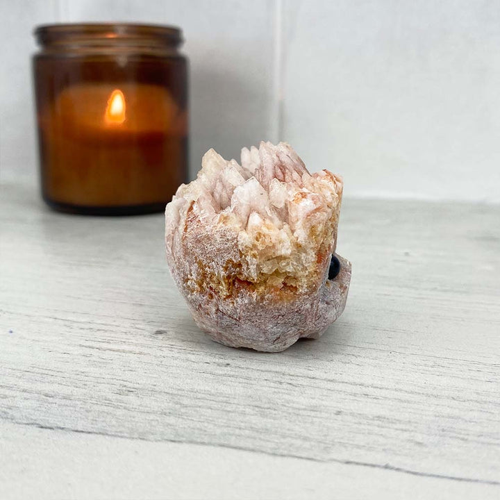 Pink Calcite Cluster Specimen Hedgehog Carving