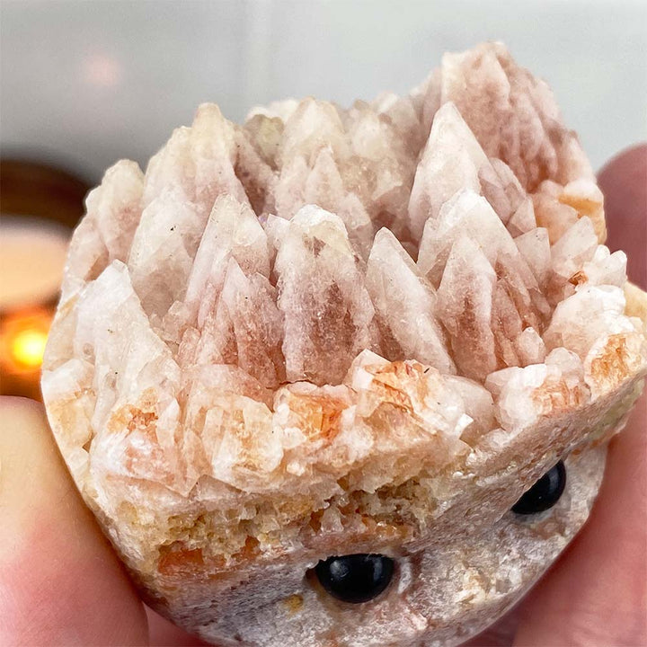 Pink Calcite Cluster Specimen Hedgehog Carving