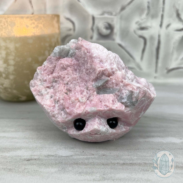 Pink Calcite with Quartz Hedgehog Carving Specimen