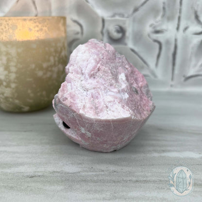 Pink Calcite with Quartz Hedgehog Carving Specimen