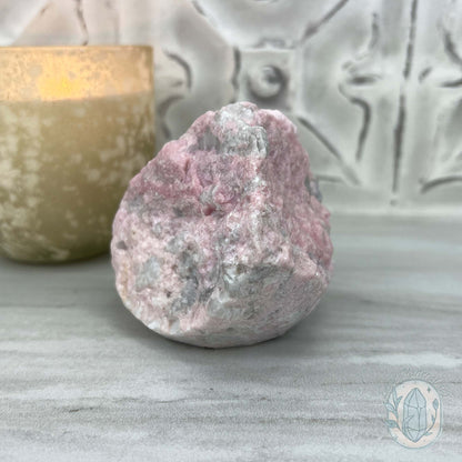 Pink Calcite with Quartz Hedgehog Carving Specimen