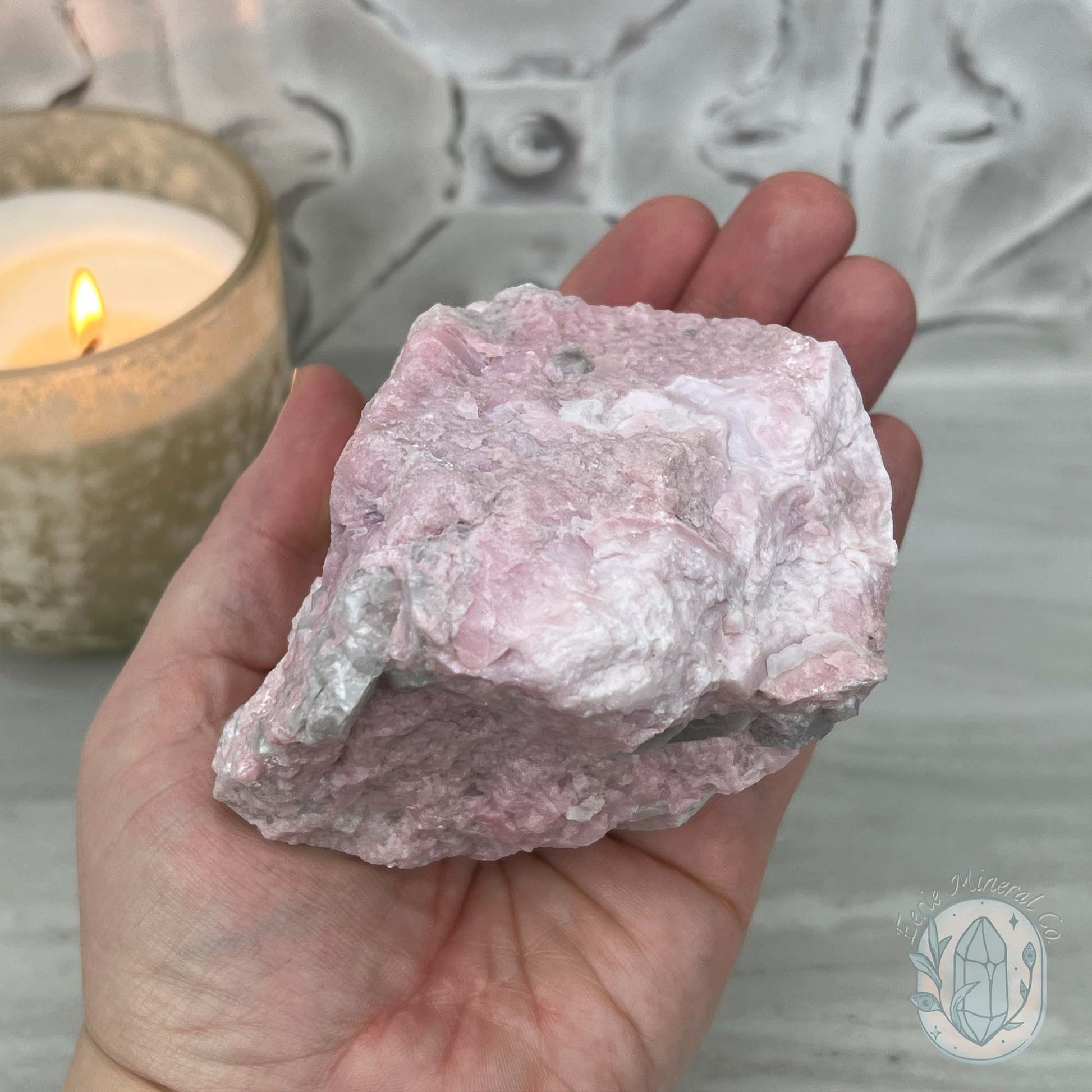Pink Calcite with Quartz Hedgehog Carving Specimen