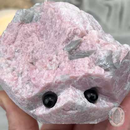 Pink Calcite with Quartz Hedgehog Carving Specimen