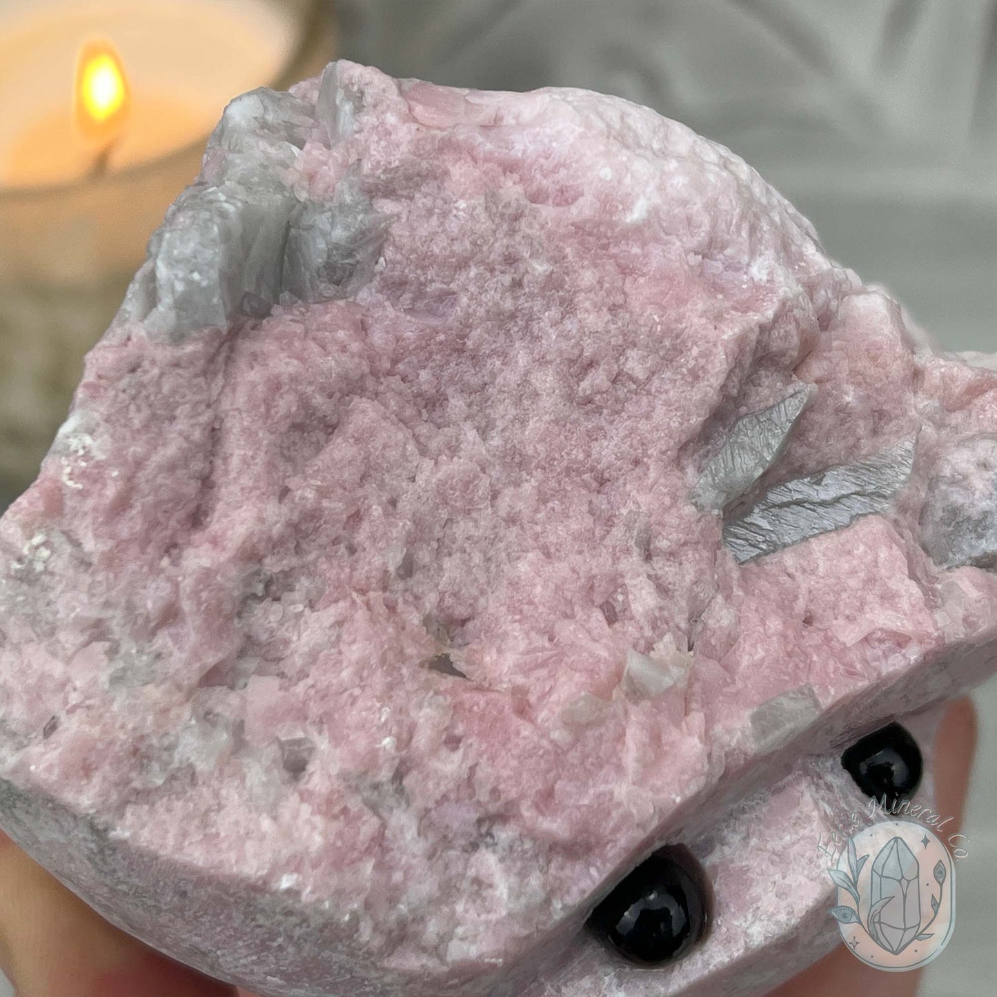 Pink Calcite with Quartz Hedgehog Carving Specimen