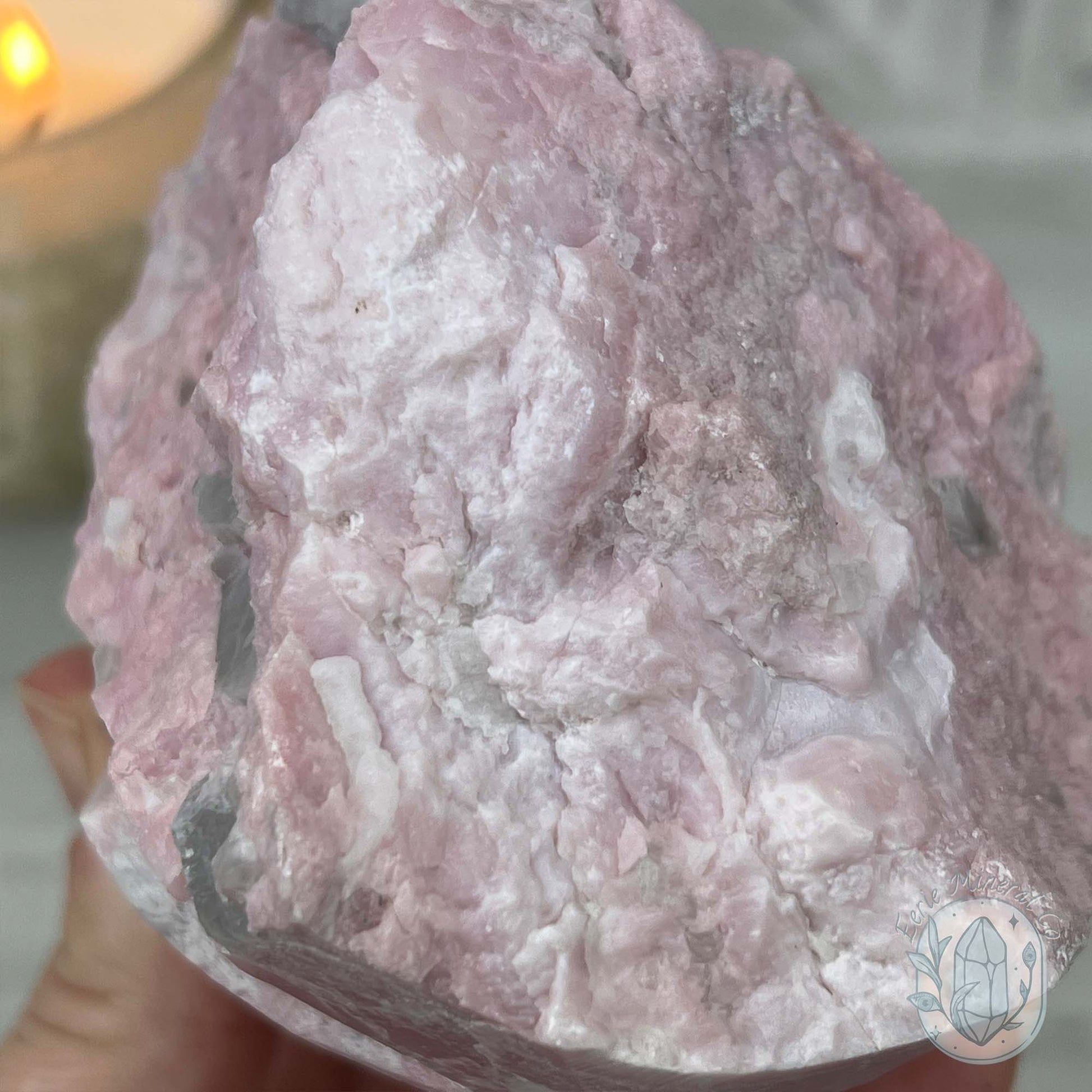 Pink Calcite with Quartz Hedgehog Carving Specimen