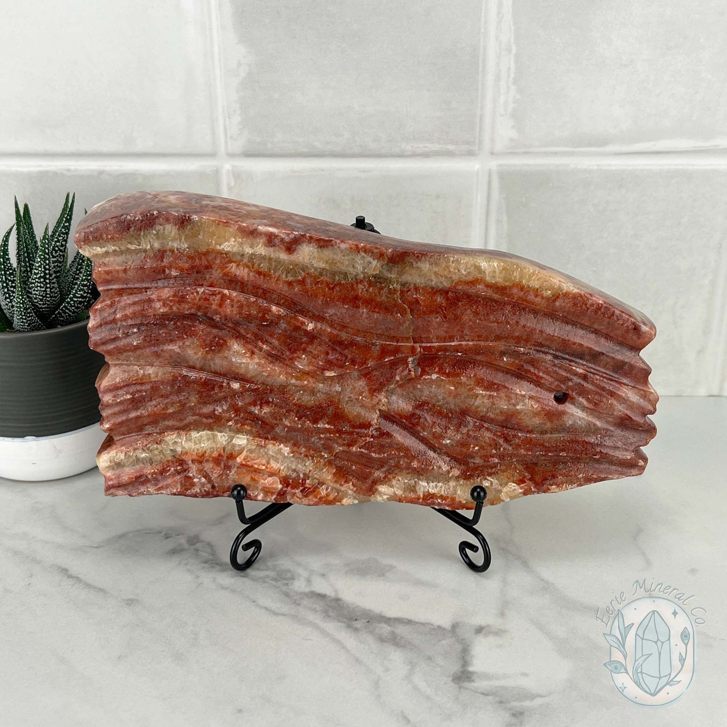 Polished Pork Stone (Red Banded Calcite) Specimen Slab