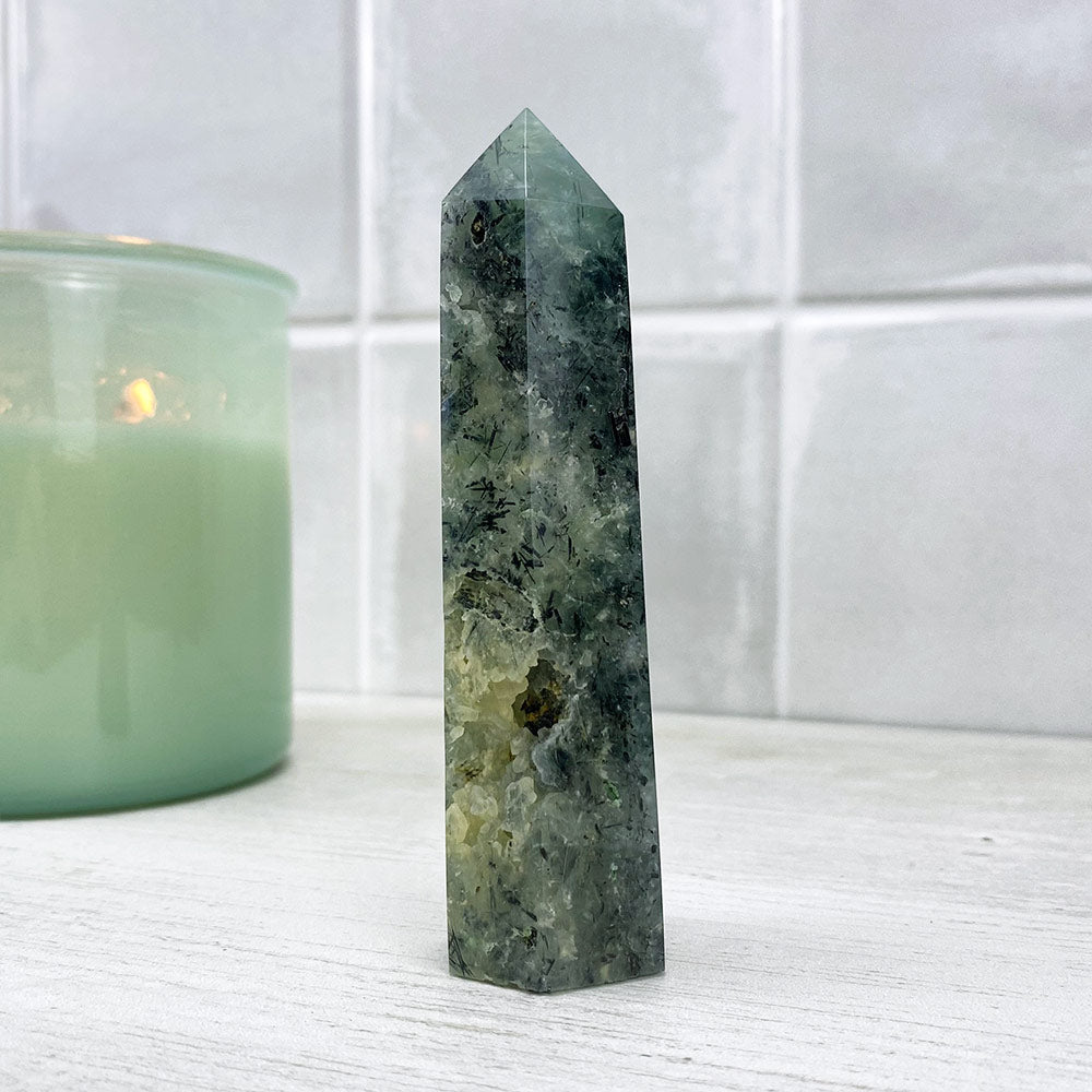 Polished Prehnite Tower
