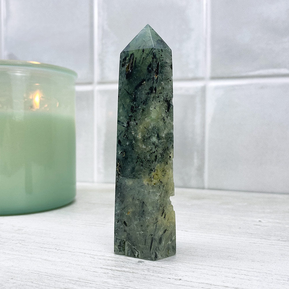 Polished Prehnite Tower