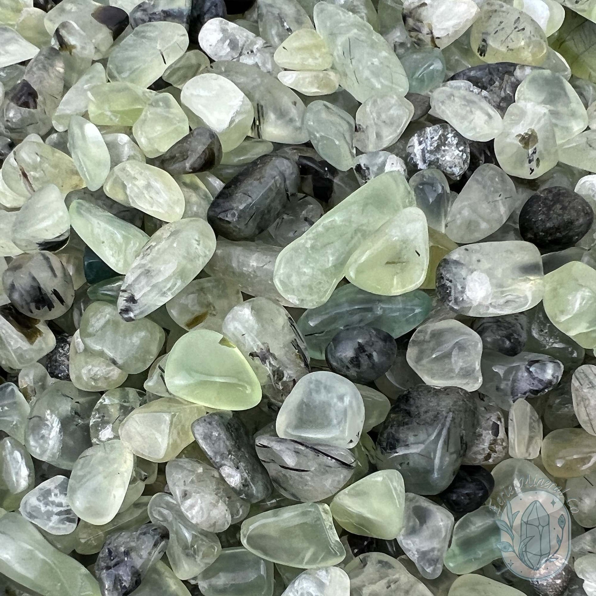 Polished Rutile Prehnite Crystal Chips