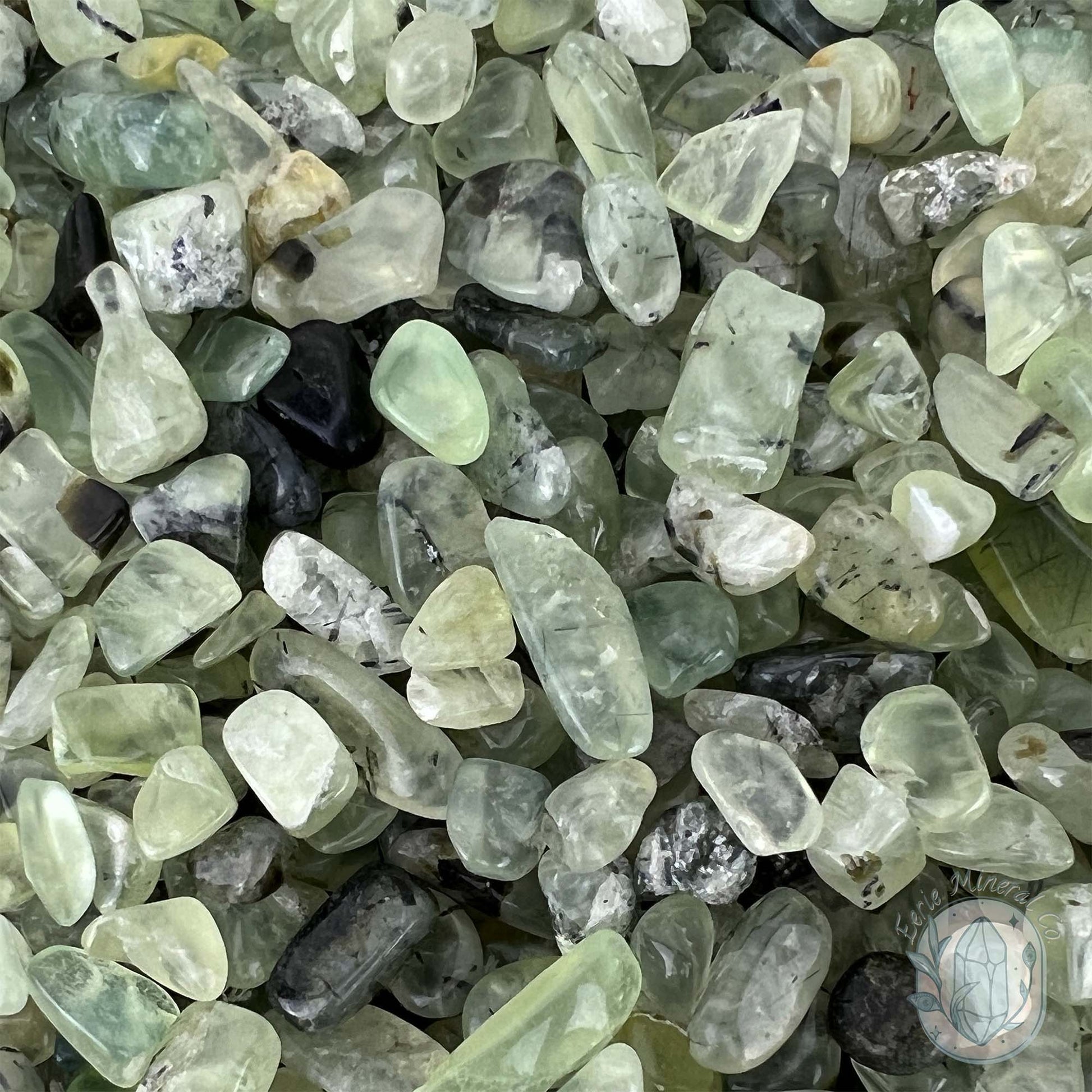 Polished Rutile Prehnite Crystal Chips