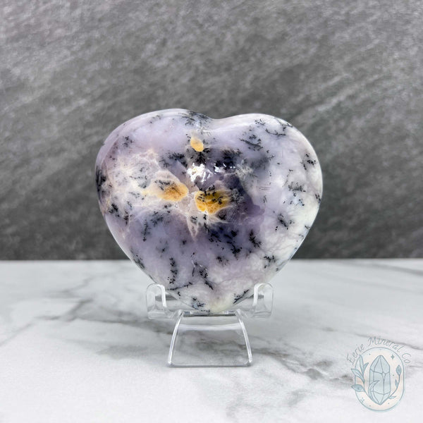 Polished Purple Dendritic (Chalcedony) Agate Heart Carving