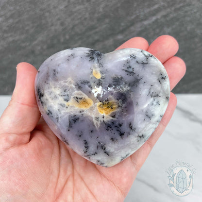 Polished Purple Dendritic (Chalcedony) Agate Heart Carving
