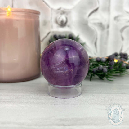45mm Polished Purple Fluorite with Rainbow Flash Sphere