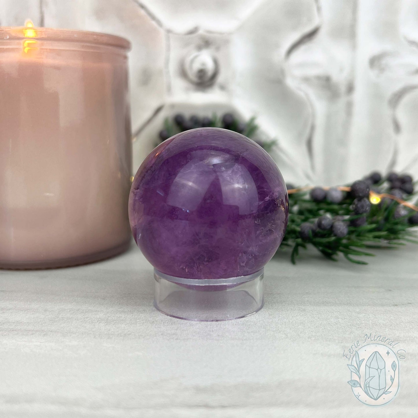 45mm Polished Purple Fluorite with Rainbow Flash Sphere