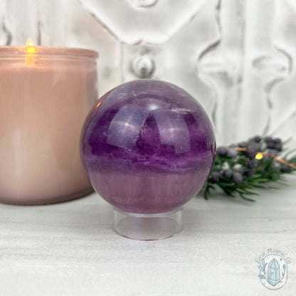 58mm Polished Purple Fluorite with Rainbow Flash Sphere