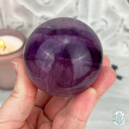 58mm Polished Purple Fluorite with Rainbow Flash Sphere