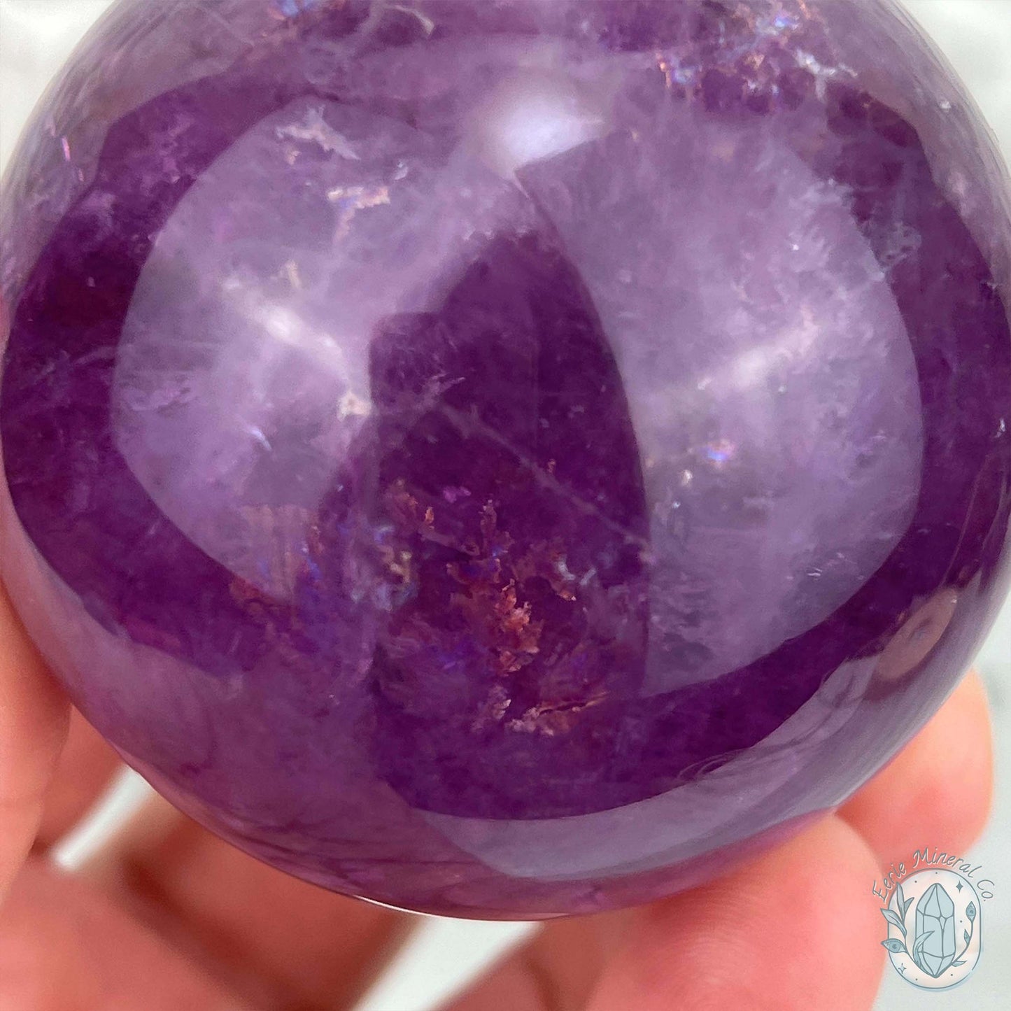 58mm Polished Purple Fluorite with Rainbow Flash Sphere