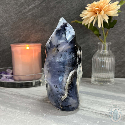 Polished Purple Dendritic Chalcedony Agate Flame