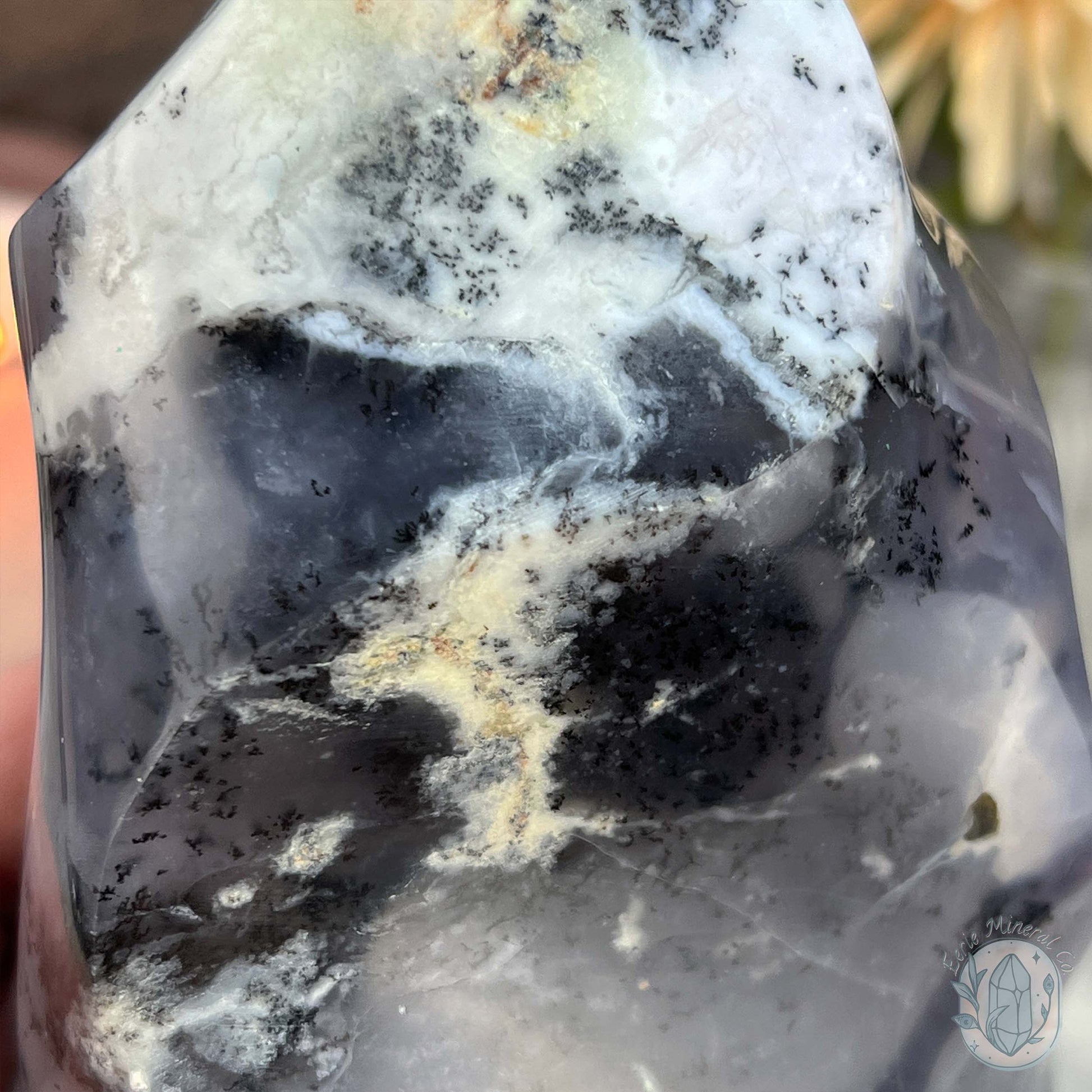 Polished Purple Dendritic Chalcedony Agate Flame