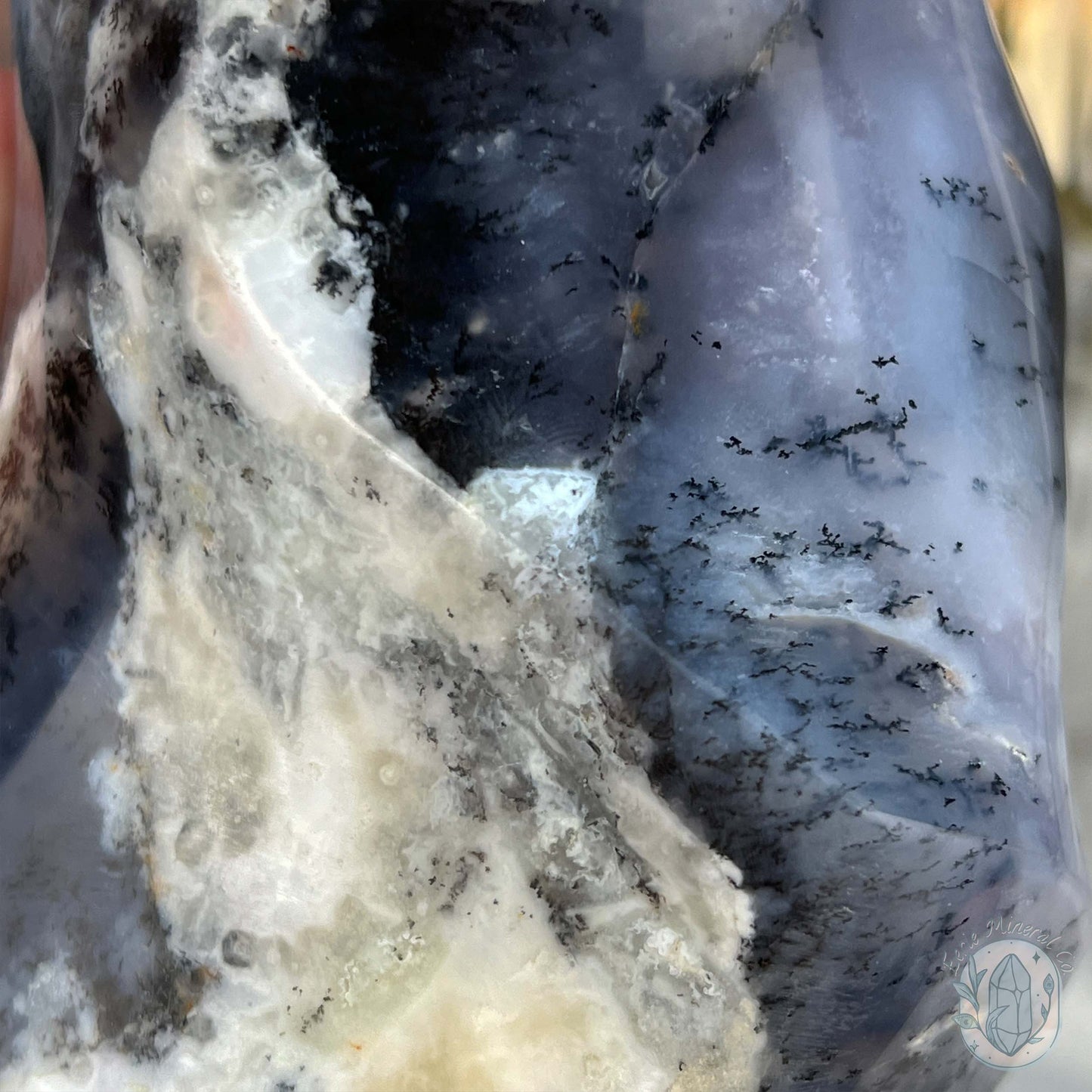 Polished Purple Dendritic Chalcedony Agate Flame