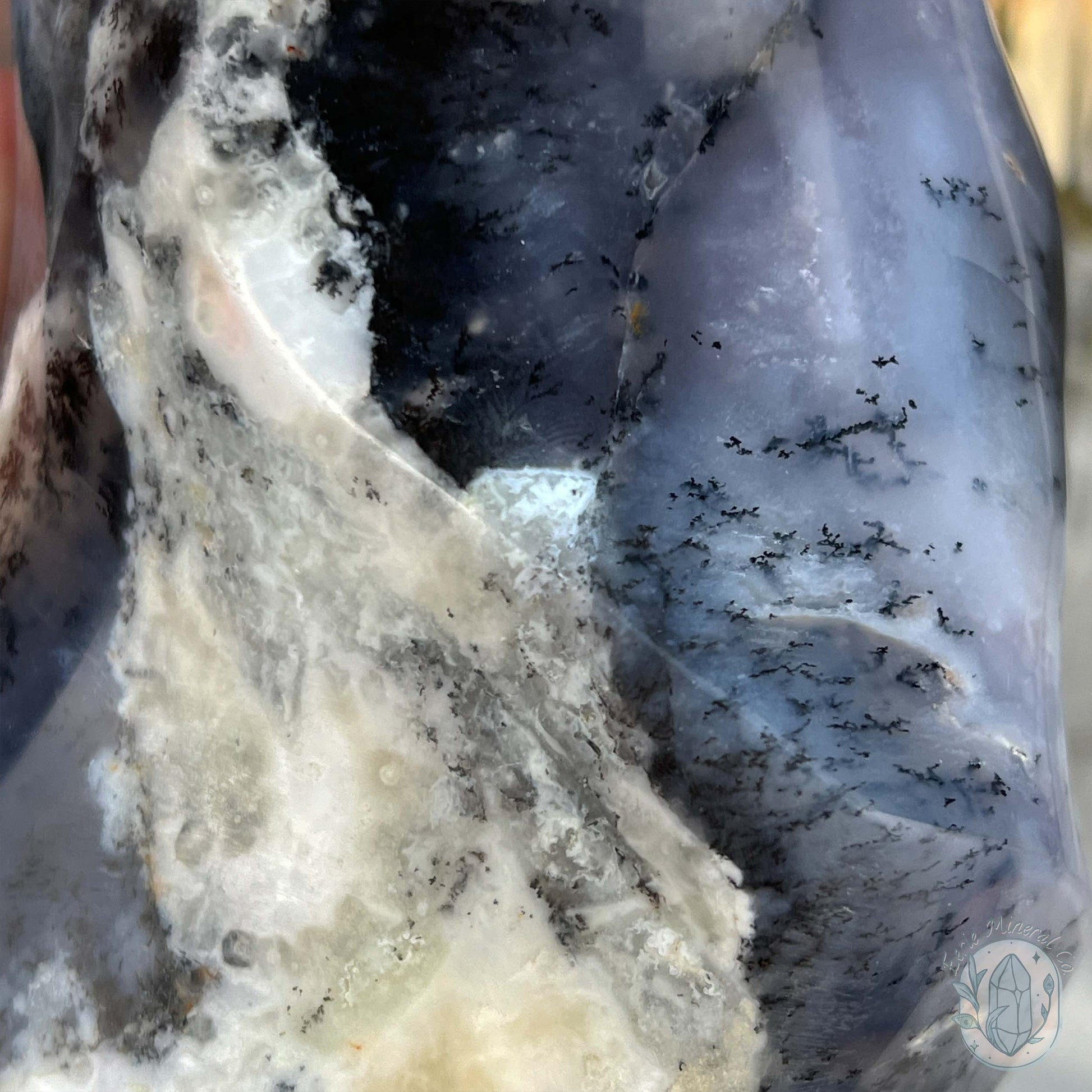 Polished Purple Dendritic Chalcedony Agate Flame