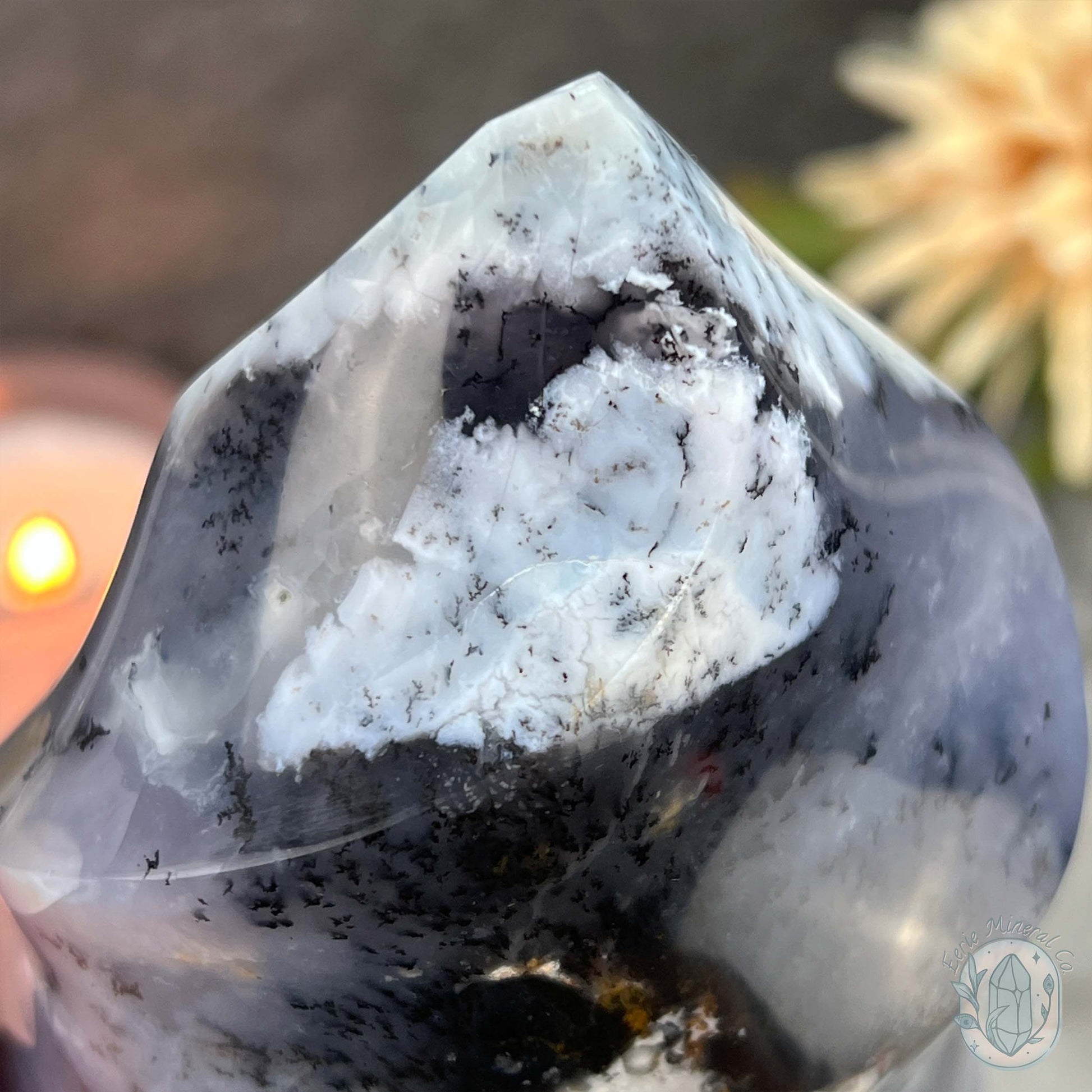 Polished Purple Dendritic Chalcedony Agate Flame