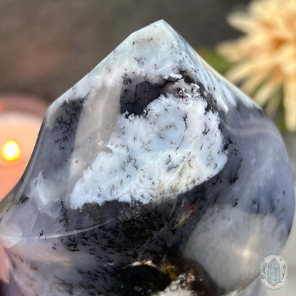 Polished Purple Dendritic Chalcedony Agate Flame