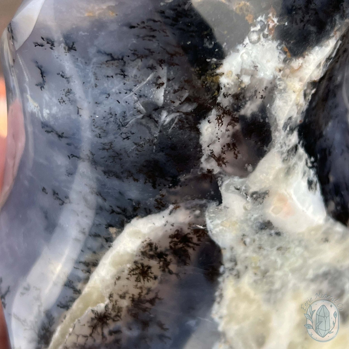 Polished Purple Dendritic Chalcedony Agate Flame