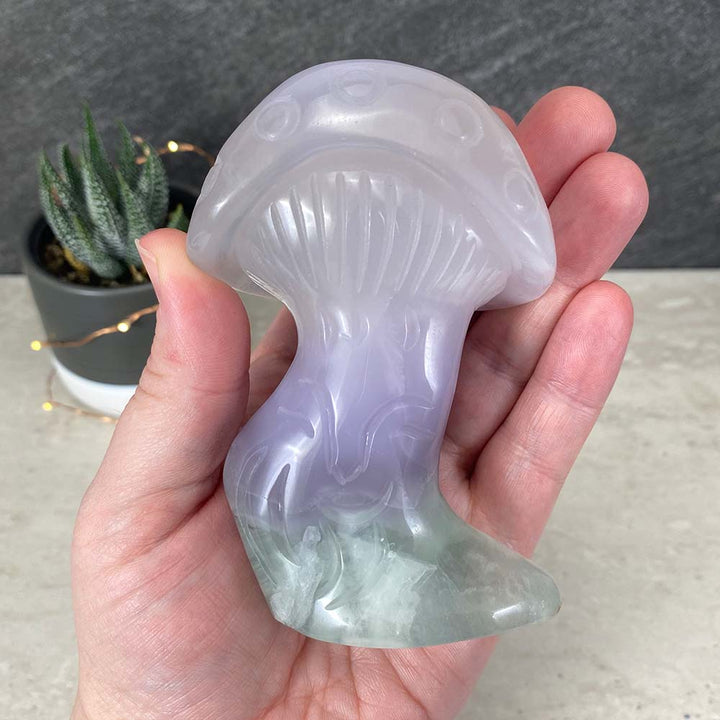 Polished Rainbow Fluorite Mushroom Carving