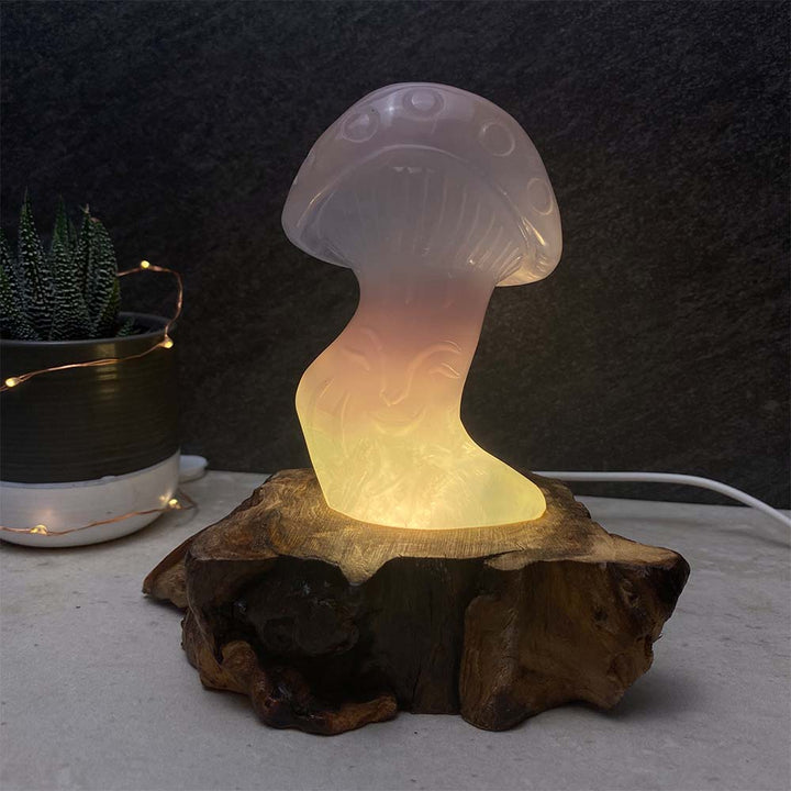 Polished Rainbow Fluorite Mushroom Carving