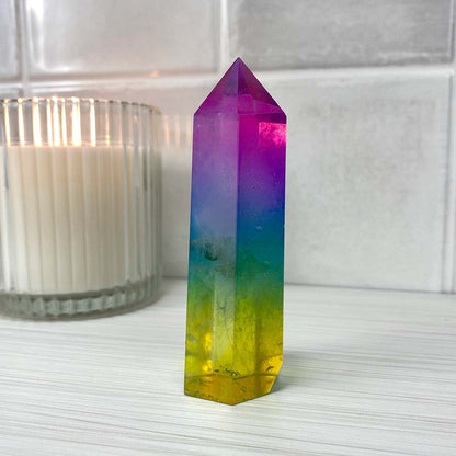 Rainbow Titanium Aura Quartz Tower
