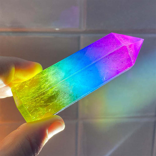 Rainbow Titanium Aura Quartz Tower