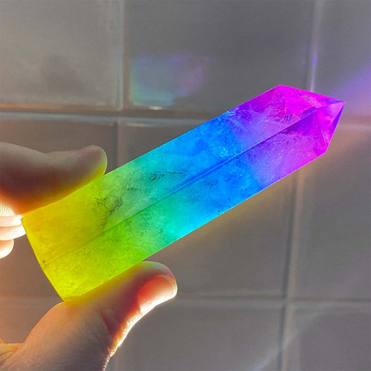 Rainbow Titanium Aura Quartz Tower