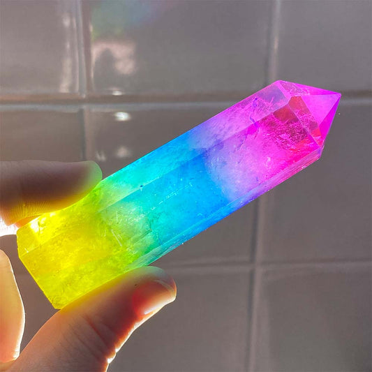 Rainbow Titanium Aura Quartz Tower
