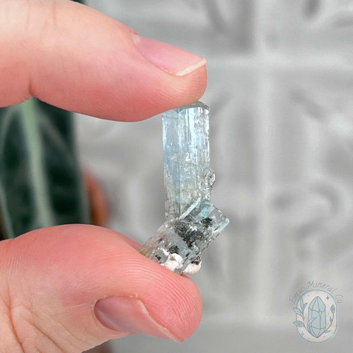 Natural Raw Aquamarine with Schorl Specimens