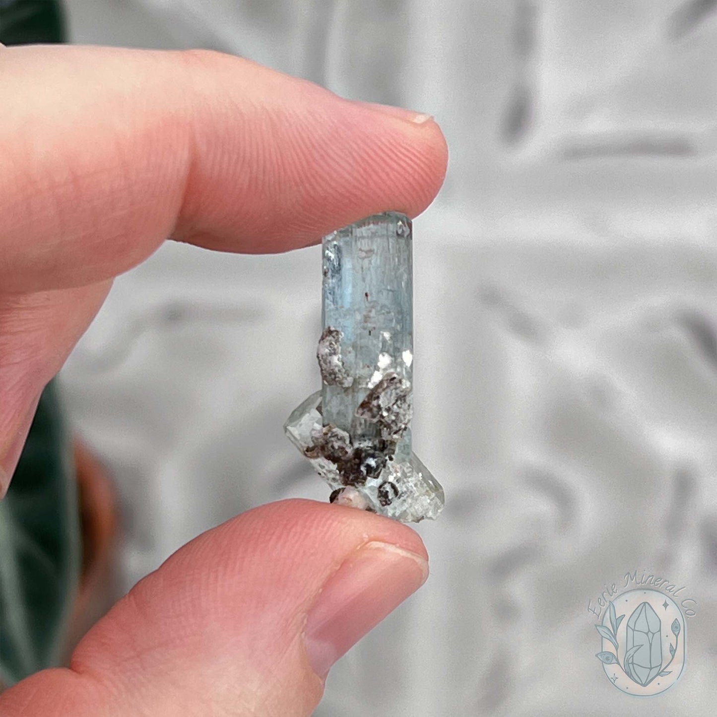 Natural Raw Aquamarine with Schorl Specimens