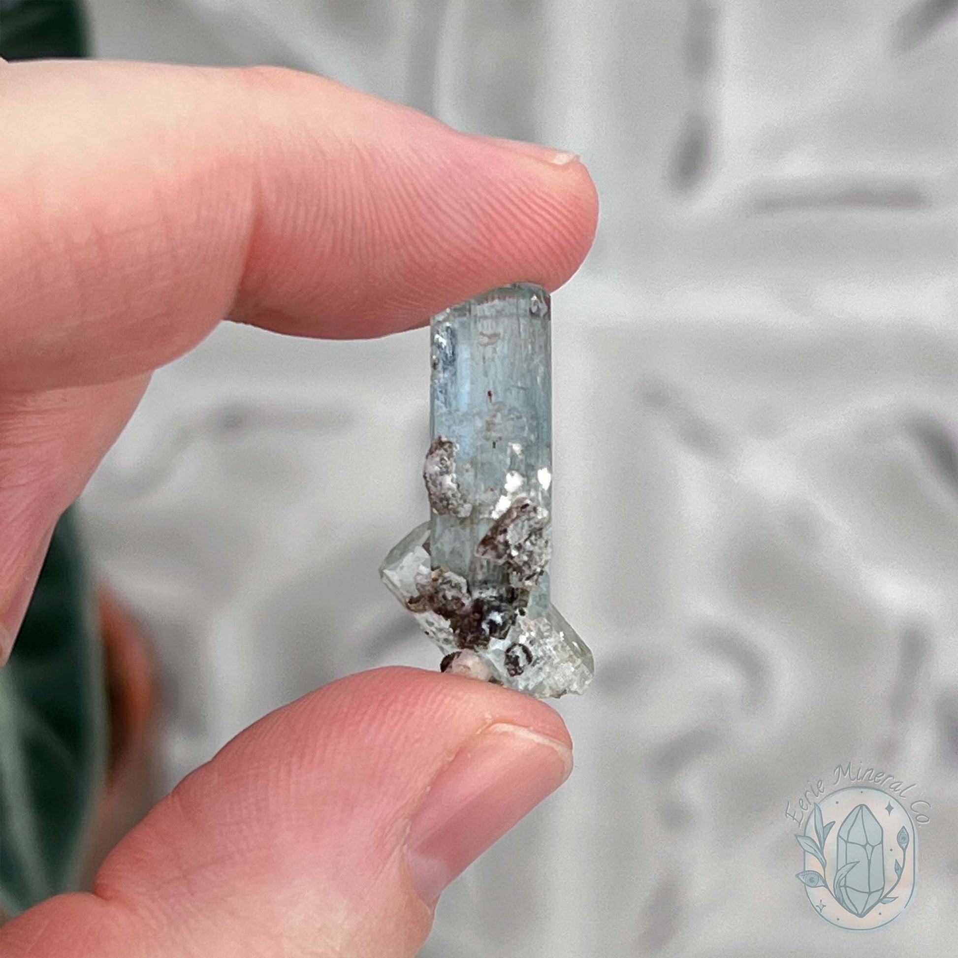 Natural Raw Aquamarine with Schorl Specimens