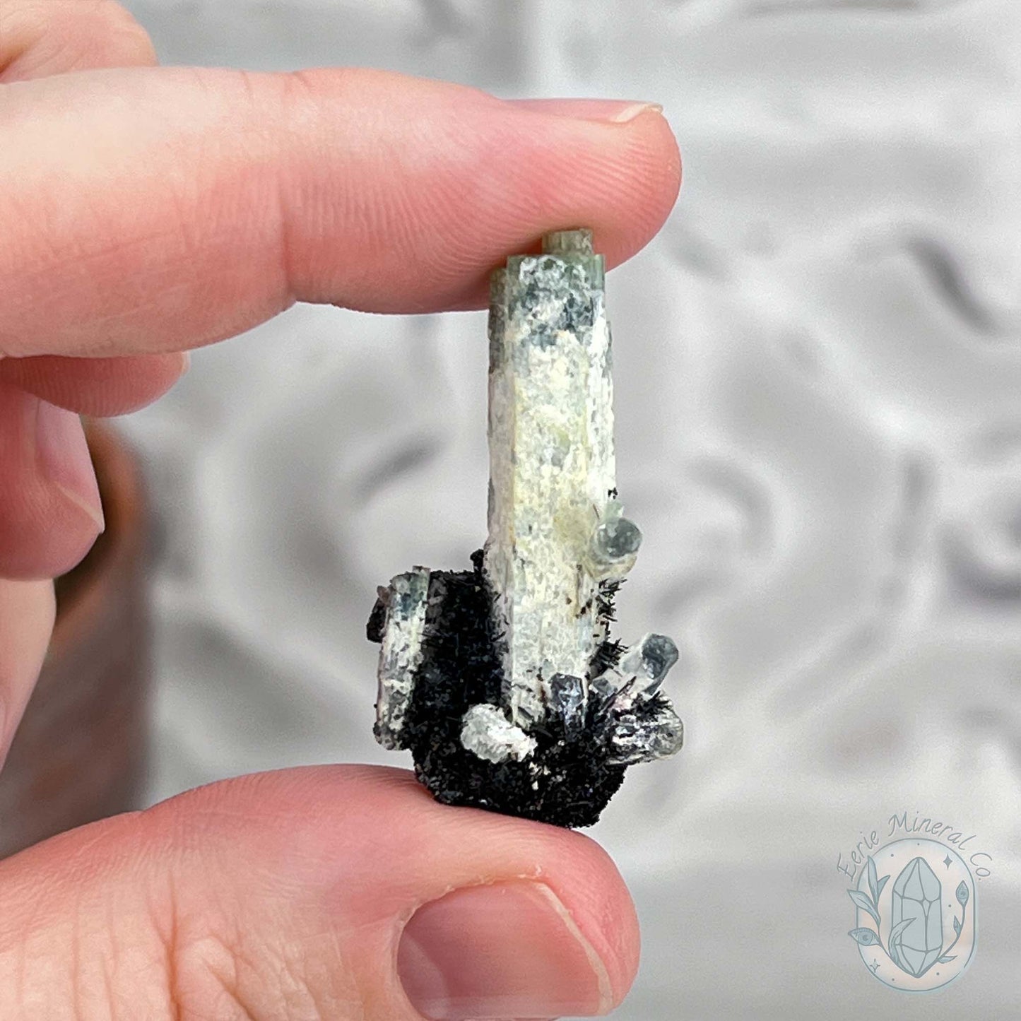 Natural Raw Aquamarine with Schorl Specimens