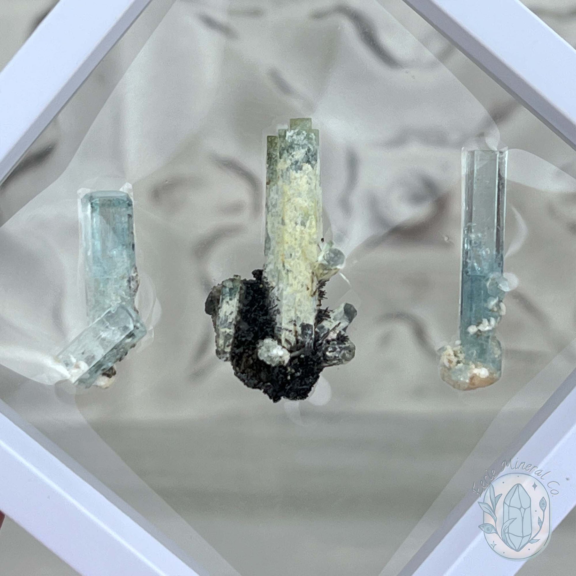 Natural Raw Aquamarine with Schorl Specimens