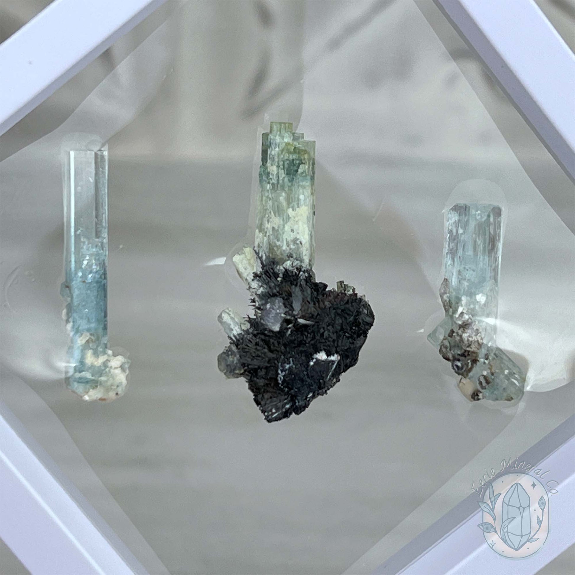 Natural Raw Aquamarine with Schorl Specimens