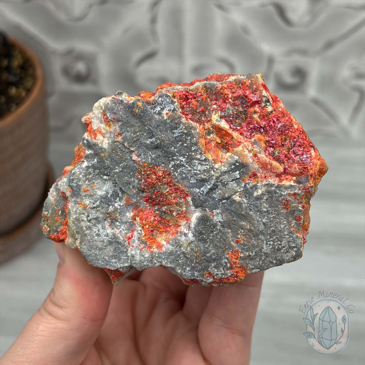 Realgar or "Ruby Sulfur" with Quartz Specimen