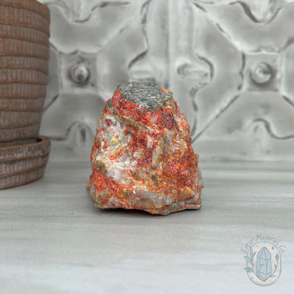 Realgar or "Ruby Sulfur" with Quartz Specimen