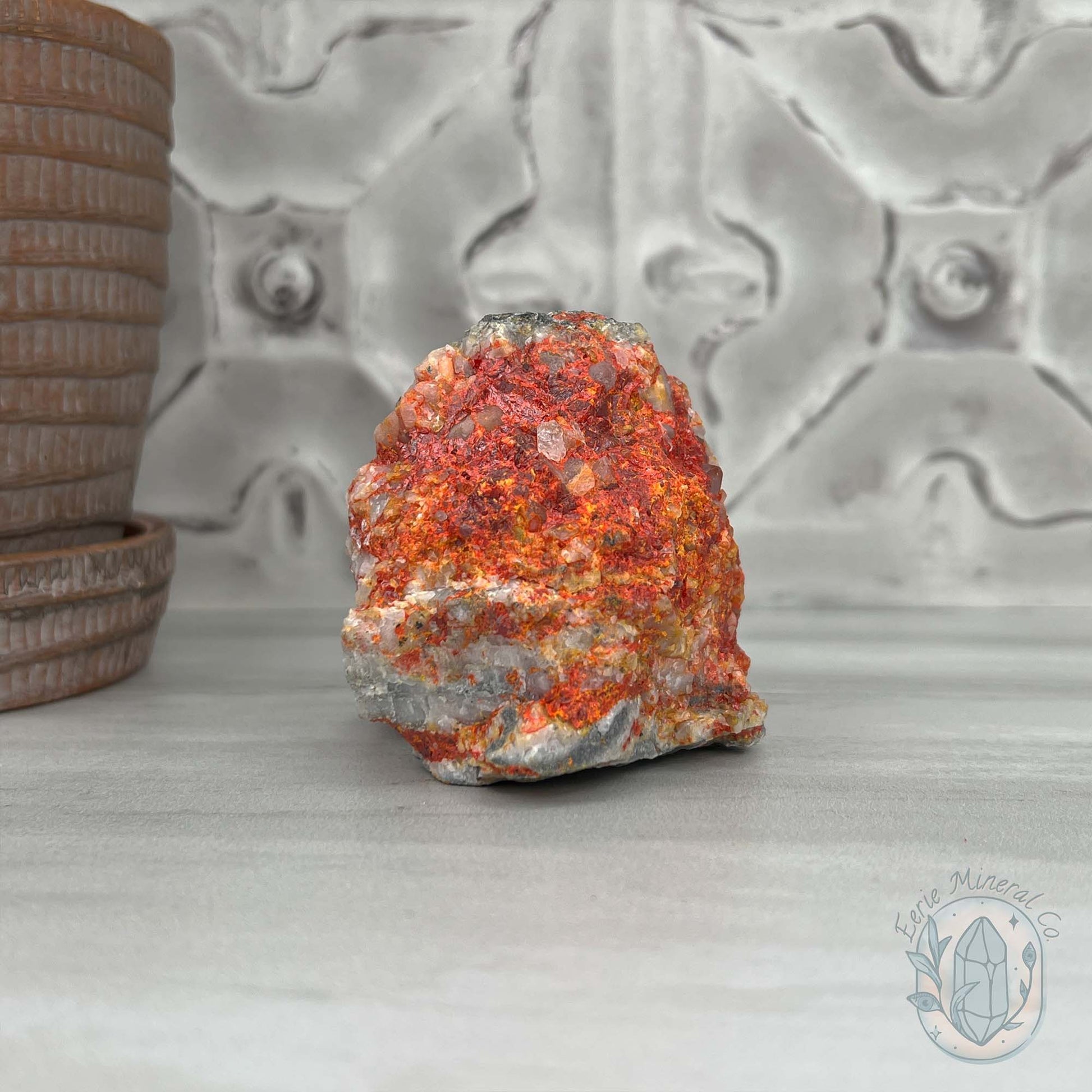Realgar or "Ruby Sulfur" with Quartz Specimen