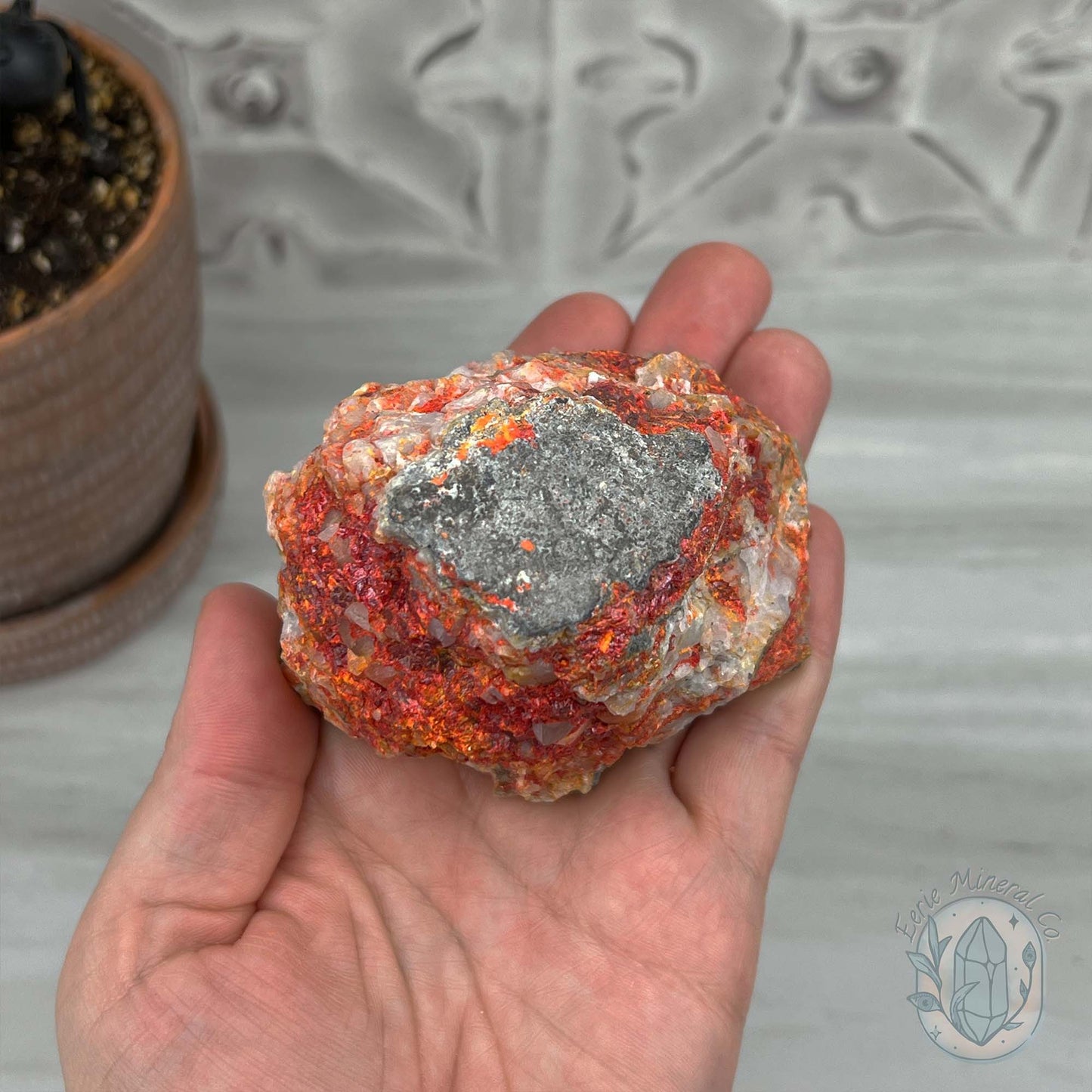 Realgar or "Ruby Sulfur" with Quartz Specimen